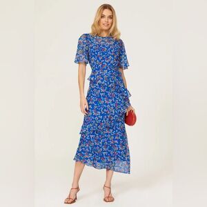 SALONI Blue Tiered Ruffled Maxi Dress